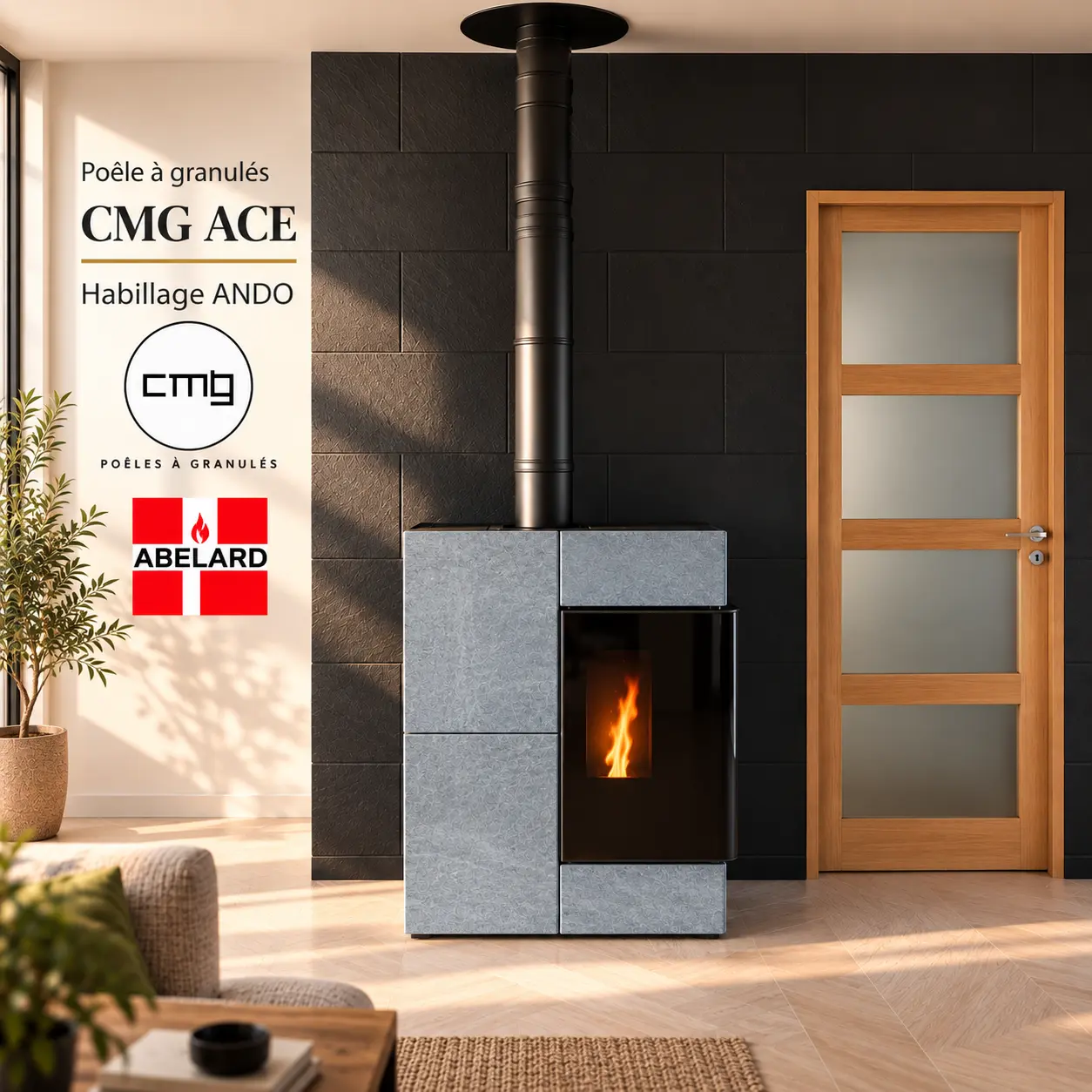 Poêle à granulés CMG ACE avec habillage ANDO
